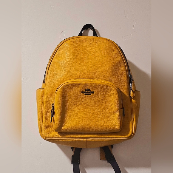 Coach Yellow Mustard Medium Backpack Shoulder bag New - Picture 1 of 9